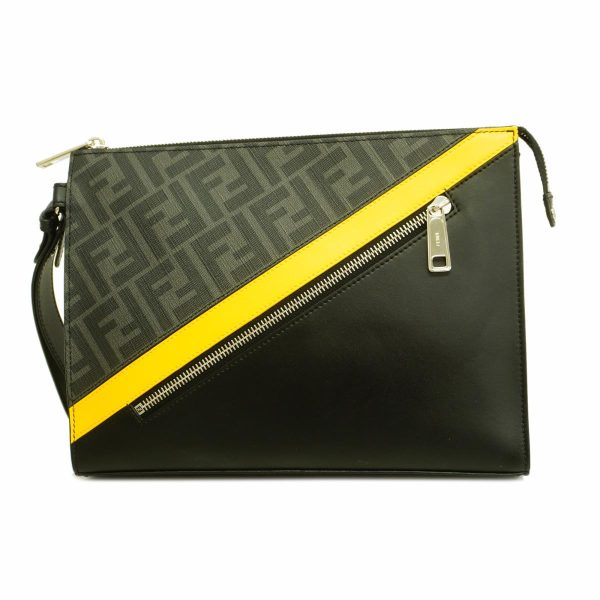 1240001051156 1 Fendi Zucca Clutch Bag Black Yellow