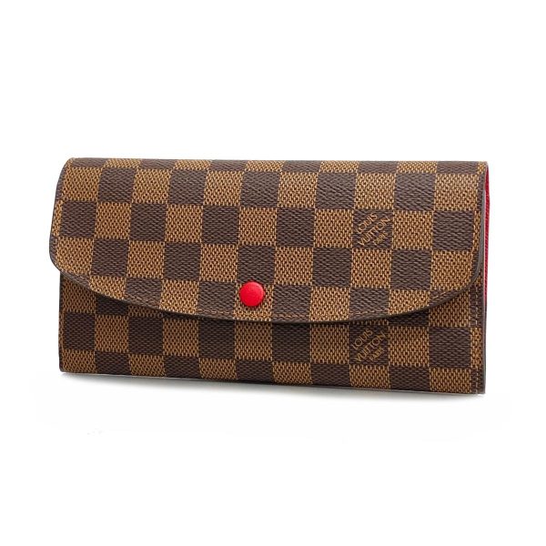 1240001051258 1 Louis Vuitton Portefeuille Emily Damier Long Wallet Ebene Rouge