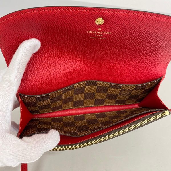 1240001051258 3 Louis Vuitton Portefeuille Emily Damier Long Wallet Ebene Rouge