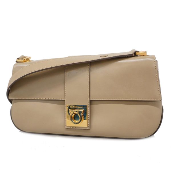 1240001051293 1 Salvatore Ferragamo Gancini Shoulder Bag Beige