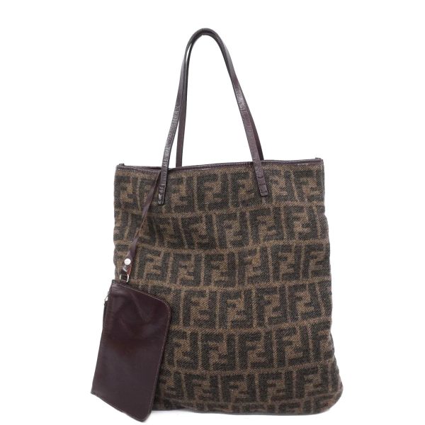 1240001051663 1 Fendi Zucca Wool Tote Bag Brown