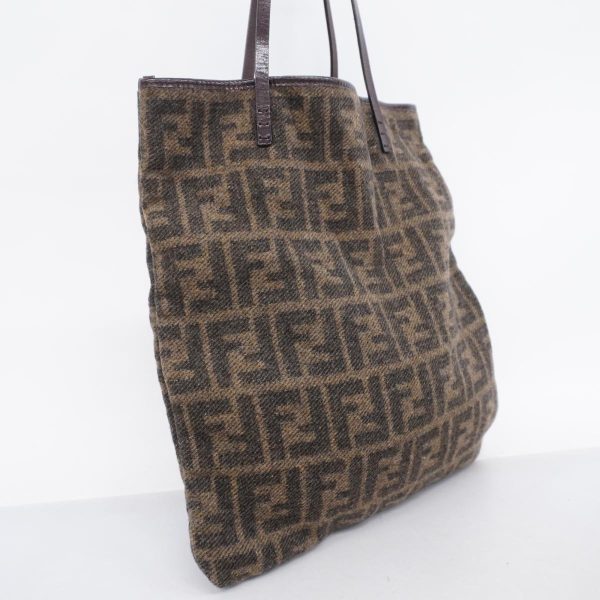 1240001051663 2 Fendi Zucca Wool Tote Bag Brown