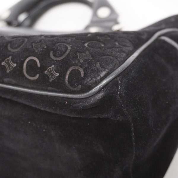 1240001051664 6 Celine C Macadam Suede Handbag Black