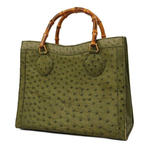 1240001052676 1 Gucci Bamboo Ostrich Handbag Khaki