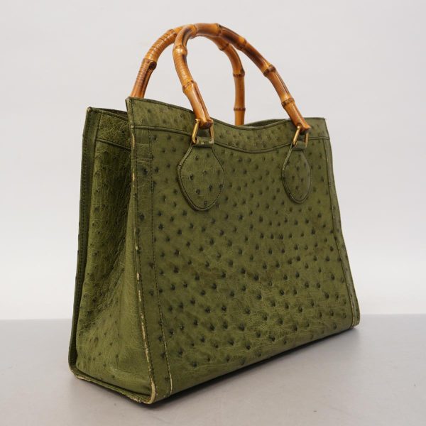 1240001052676 2 Gucci Bamboo Ostrich Handbag Khaki