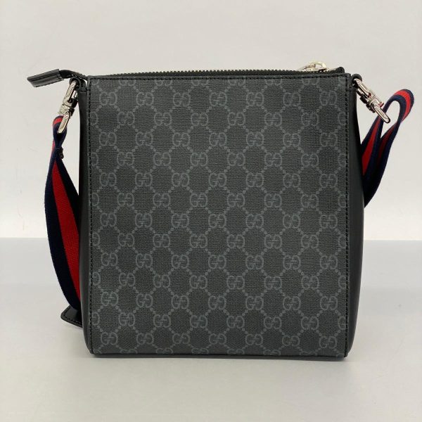 1240001052882 11 Gucci GG Supreme Sherry Line Shoulder Bag Black Black