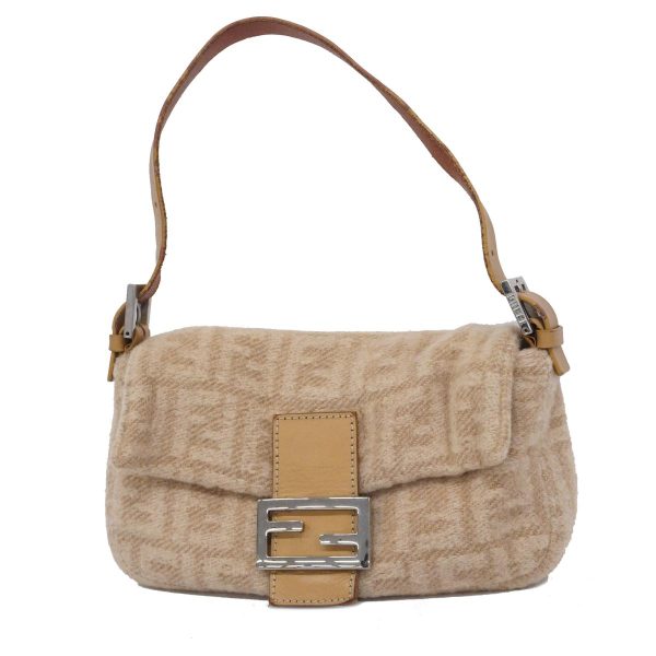 1240001052919 1 Fendi Zucca Mamma Bucket Wool Handbag Beige Brown