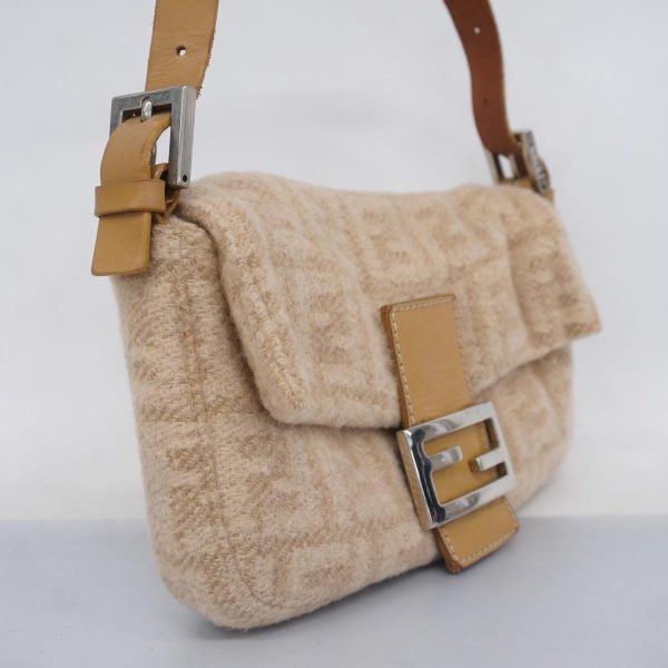 1240001052919 2 Fendi Zucca Mamma Bucket Wool Handbag Beige Brown