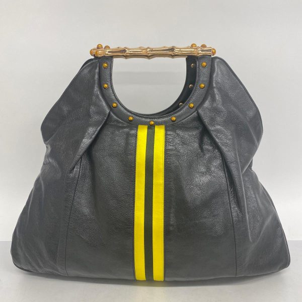 1240001052958 13 Gucci Bamboo Handbag Black Yellow