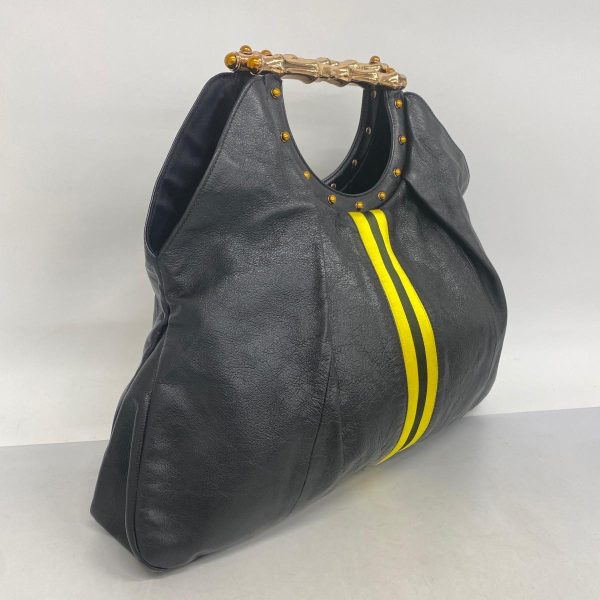 1240001052958 2 Gucci Bamboo Handbag Black Yellow