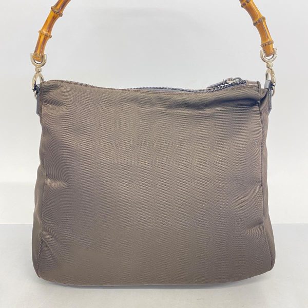 1240001052999 13 Gucci Bamboo Nylon Handbag Brown