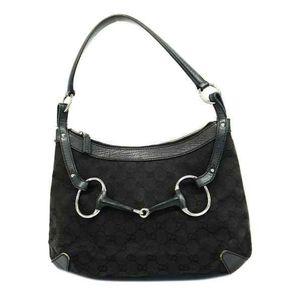 1240001053017 1 Gucci Horsebit GG Shoulder Bag Black