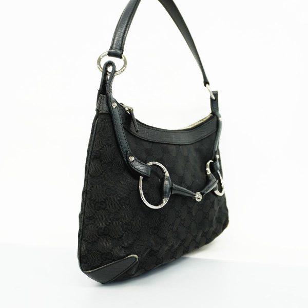 1240001053017 2 Gucci Horsebit GG Shoulder Bag Black