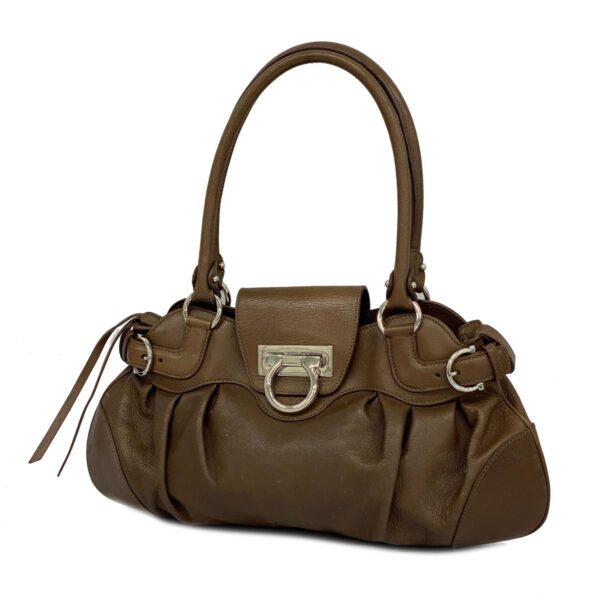 1240001053067 1 Salvatore Ferragamo Gancini Handbag Brown