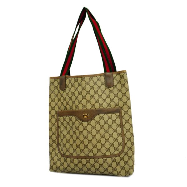 1240001053217 1 Gucci GG Supreme Sherry Line Tote Bag Brown