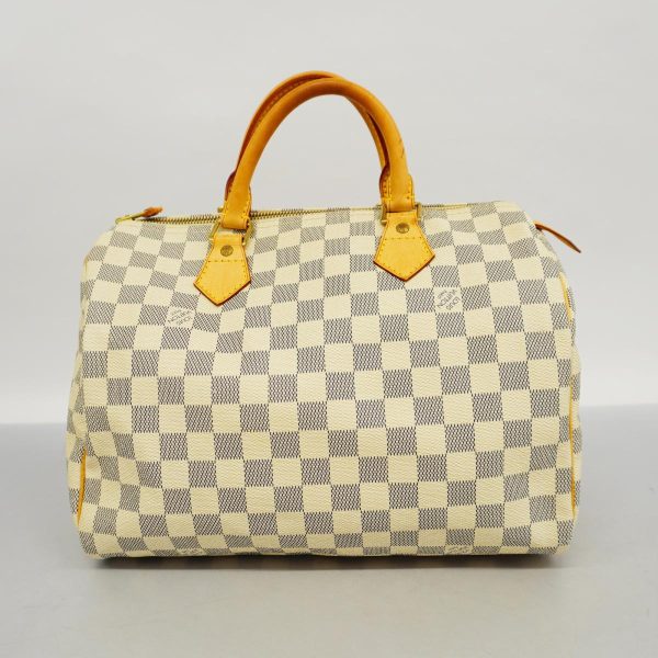 1240001053233 17 Louis Vuitton Speedy 30 Damier Azur Handbag White