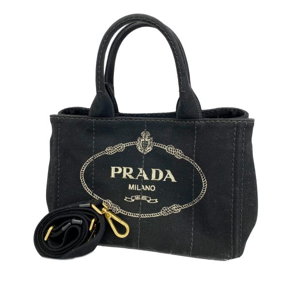 1240001053516 1 Prada Canapa 2WAY Bag Black