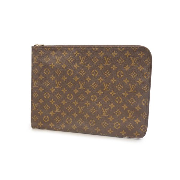 1240001053622 1 Louis Vuitton Poche Document Monogram Clutch Bag Brown