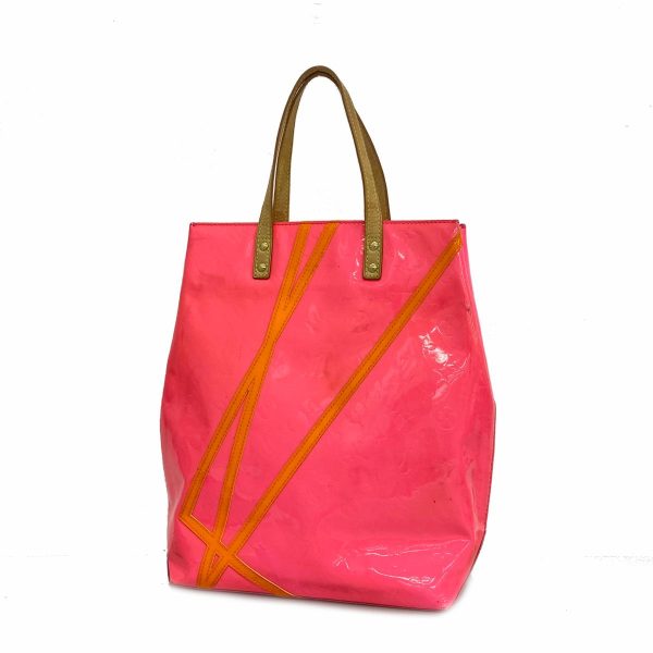 1240001053740 1 Louis Vuitton Lead MM VerniFluo Tote Bag Rose