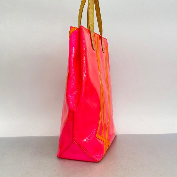 1240001053740 2 Louis Vuitton Lead MM VerniFluo Tote Bag Rose