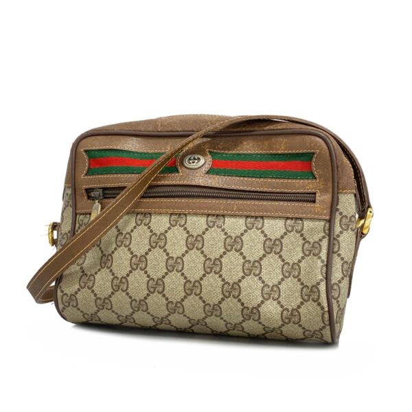 1240001053787 1 Gucci GG Supreme Sherry Line Shoulder Bag Brown Beige