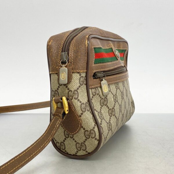 1240001053787 2 Gucci GG Supreme Sherry Line Shoulder Bag Brown Beige