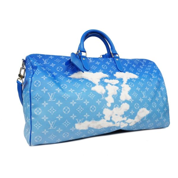 1240001053798 2 Louis Vuitton Keepall Bandouliere 50 Monogram Clouds Bag Blue