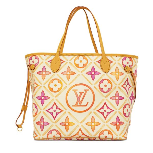 1240001053800 8 Louis Vuitton Neverfull MM Monogram Tile Tote Bag Coral