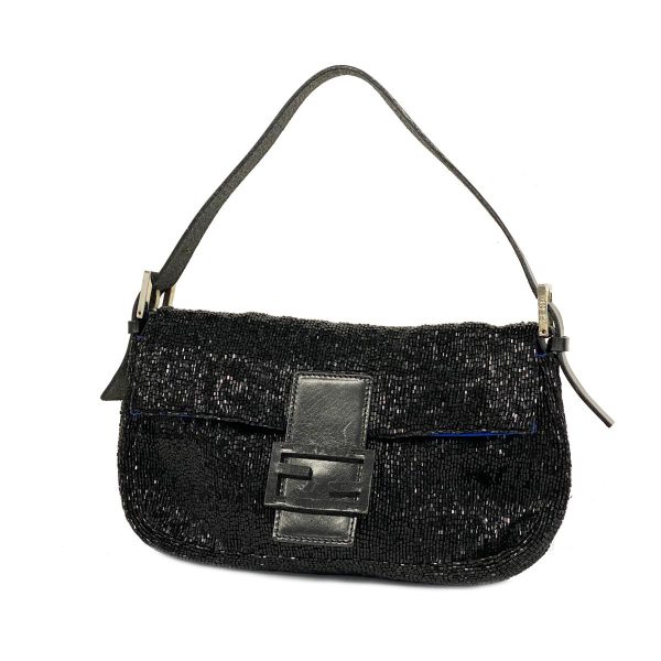 1240001053807 1 Fendi Mamma Bucket Beaded Handbag Black