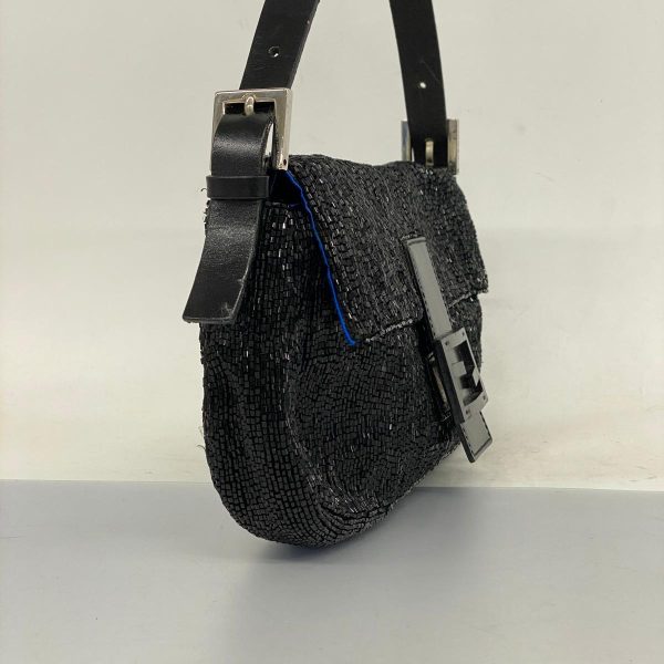 1240001053807 2 Fendi Mamma Bucket Beaded Handbag Black