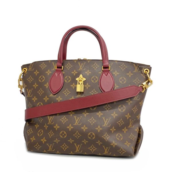 1240001053844 1 Louis Vuitton Flower Zipped Tote MM 2Way Bag Bordeaux