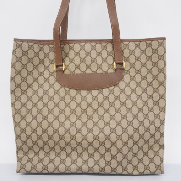 1240001053995 12 Gucci GG Supreme Sherry Line Tote Bag Brown Beige