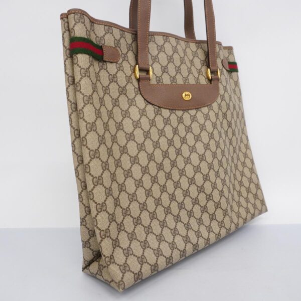 1240001053995 2 Gucci GG Supreme Sherry Line Tote Bag Brown Beige