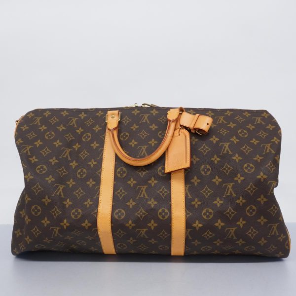 1240001054263 17 Louis Vuitton Keepall Bandouliere 55 Monogram Bag Brown