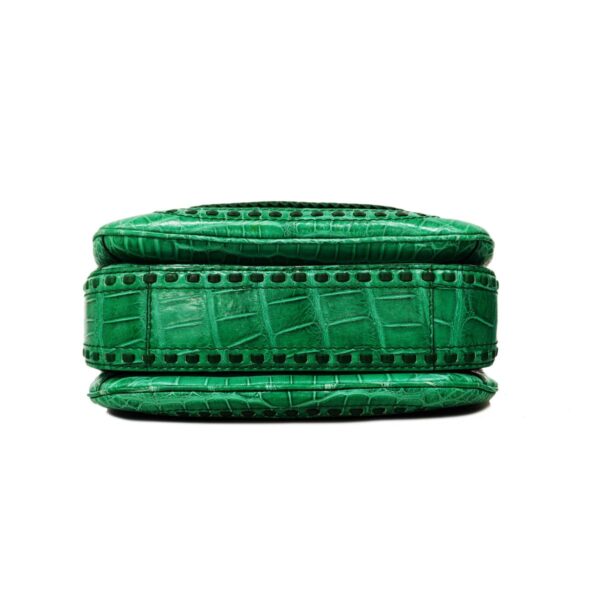 1240001054340 3 Gucci Bamboo Crocodile 2Way Bag Green