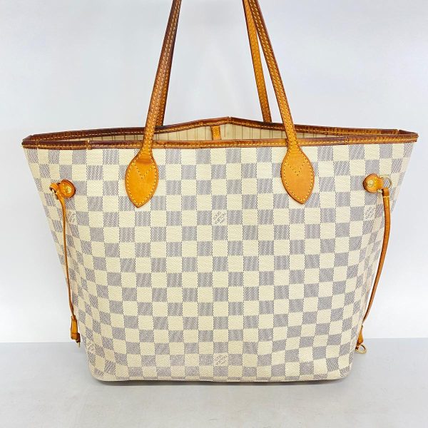 1240001054416 17 Louis Vuitton Neverfull MM Damier Azur Tote Bag White