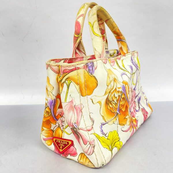 1240001054871 2 Prada Canapa Tote Bag White Multicolor