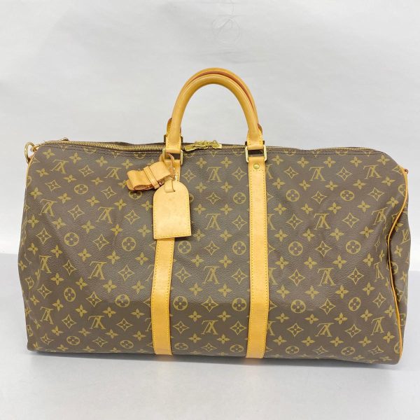 1240001054886 14 Louis Vuitton Keepall Bandouliere 55 Monogram Bag Brown