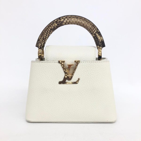 1240001071569 2 LOUIS VUITTON Capucines Mini 2WAY Bag White Taurillon