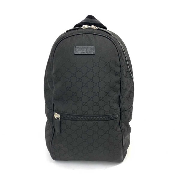 1240001074738 1 GUCCI RuckSack Black Nylon GG Mark Backpack Bag