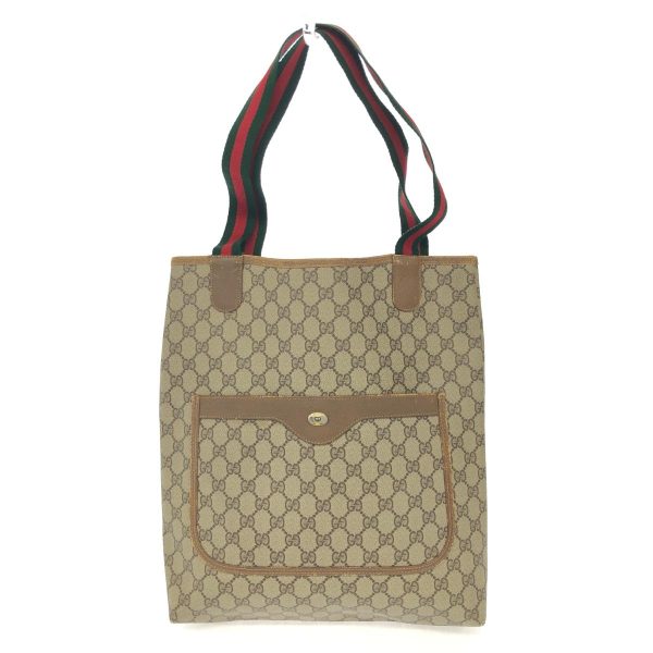 1240001078982 1 GUCCI Sherry Line Tote Bag Brown GG Supreme Bag