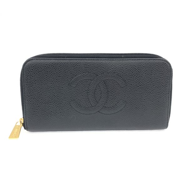 1240001083879 1 CHANEL Long Wallet Black Caviar Skin