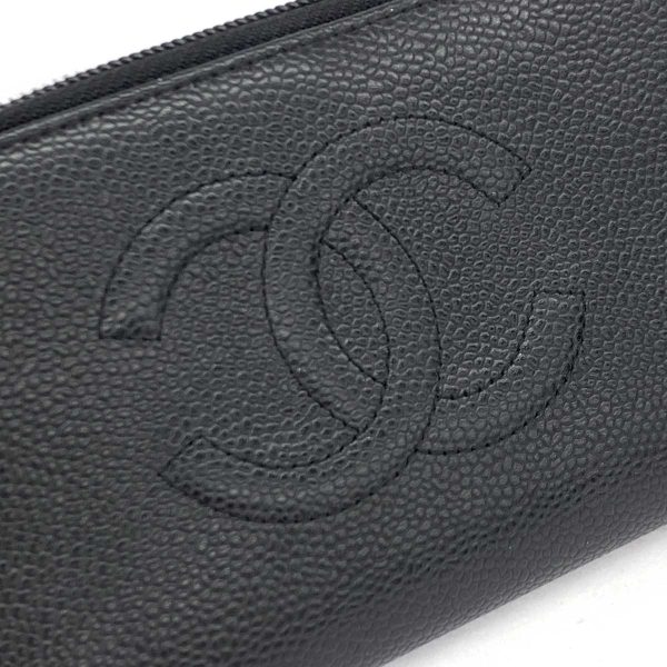 1240001083879 6 CHANEL Long Wallet Black Caviar Skin