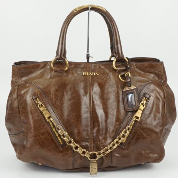 1240002035551 1 PRADA Vittello Shine Brown Shoulder Bag