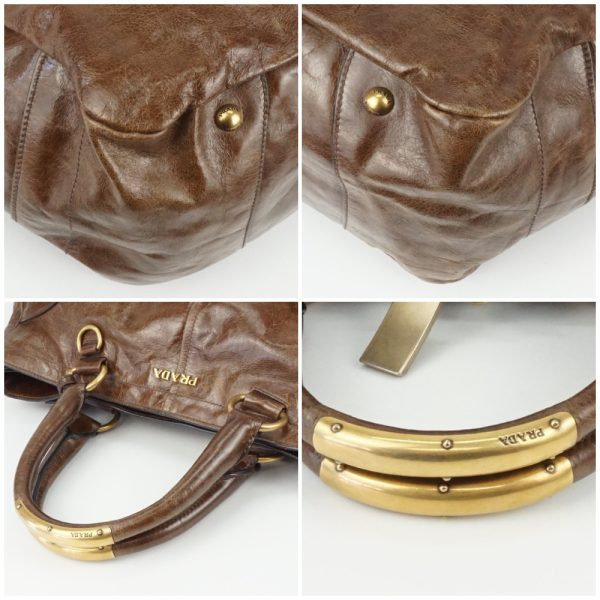 1240002035551 4 PRADA Vittello Shine Brown Shoulder Bag