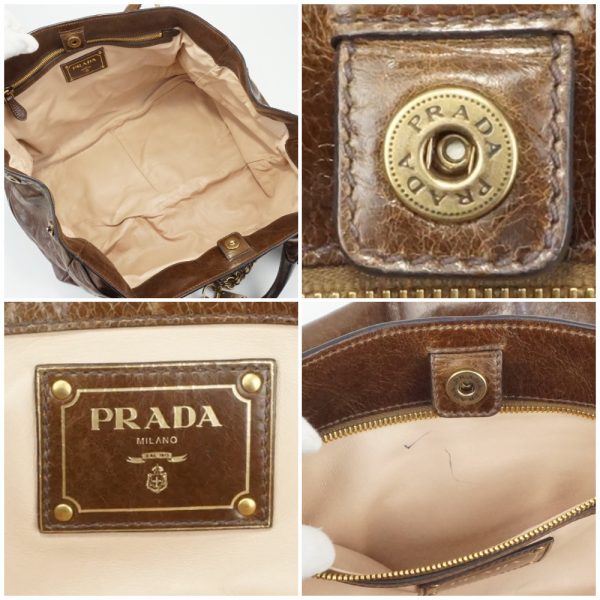 1240002035551 5 PRADA Vittello Shine Brown Shoulder Bag