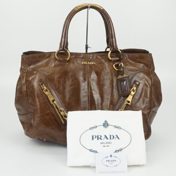 1240002035551 6 PRADA Vittello Shine Brown Shoulder Bag