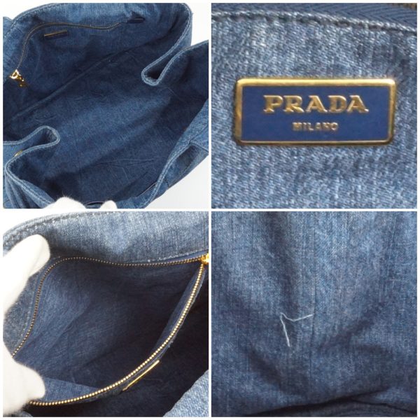 1240002036703 5 PRADA Kanapa tote bag large bag denim blue cloth bag