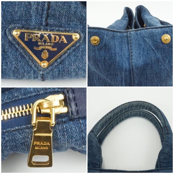 1240002036703 6 PRADA Kanapa tote bag large bag denim blue cloth bag