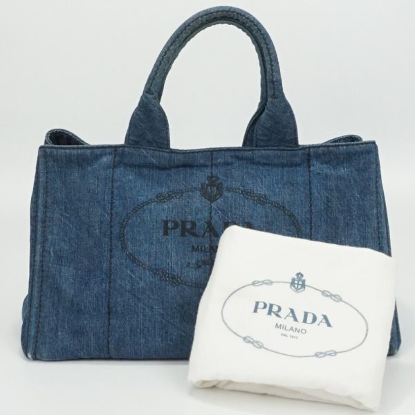 1240002036703 7 PRADA Kanapa tote bag large bag denim blue cloth bag